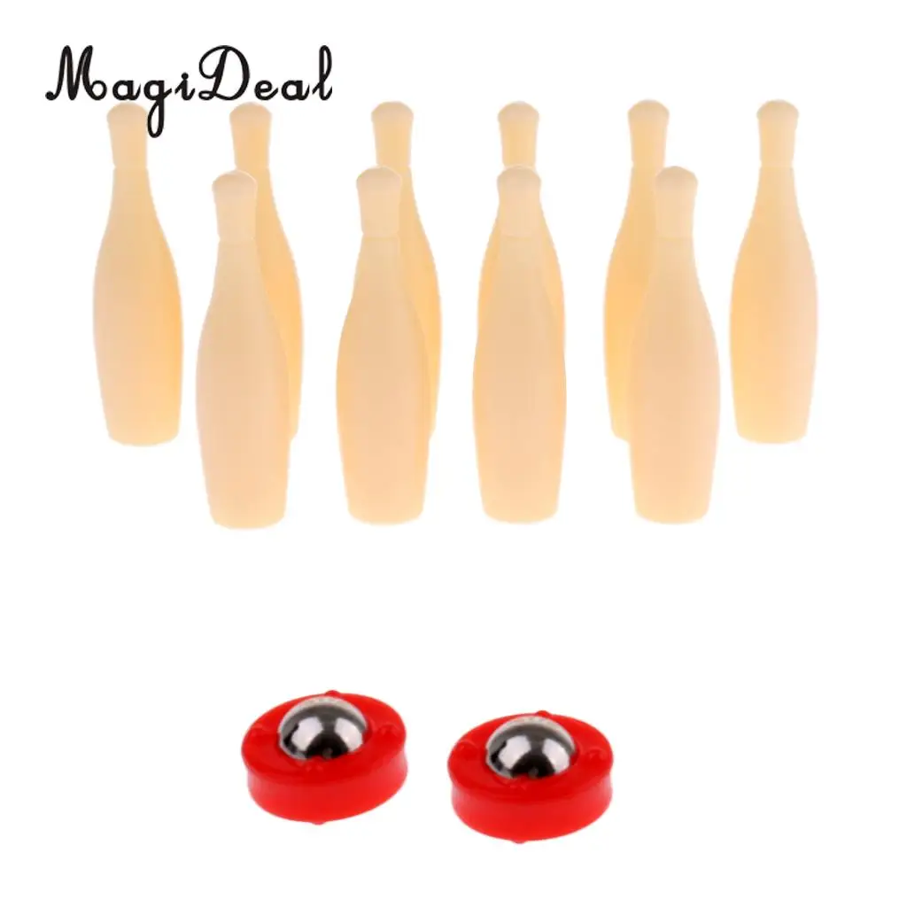 MagiDeal Kids Children Desktop Super Mini Bowling Game Set 10 Bowling Pins + 2 Pushers Sport Toy Game