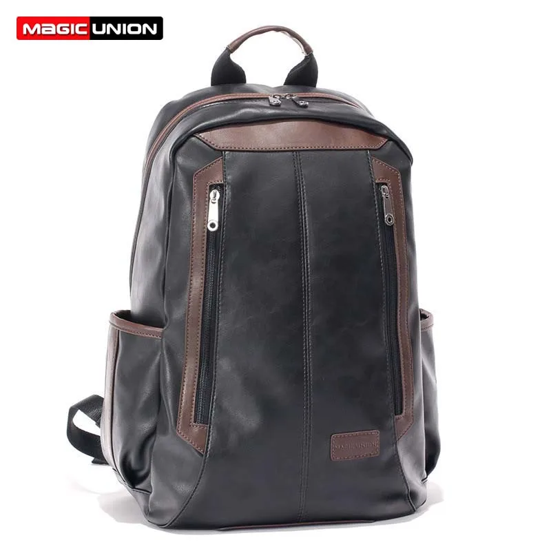 MAGIC UNION Men s Patent Leather font b Backpacks b font Fashion Bag for Men Business