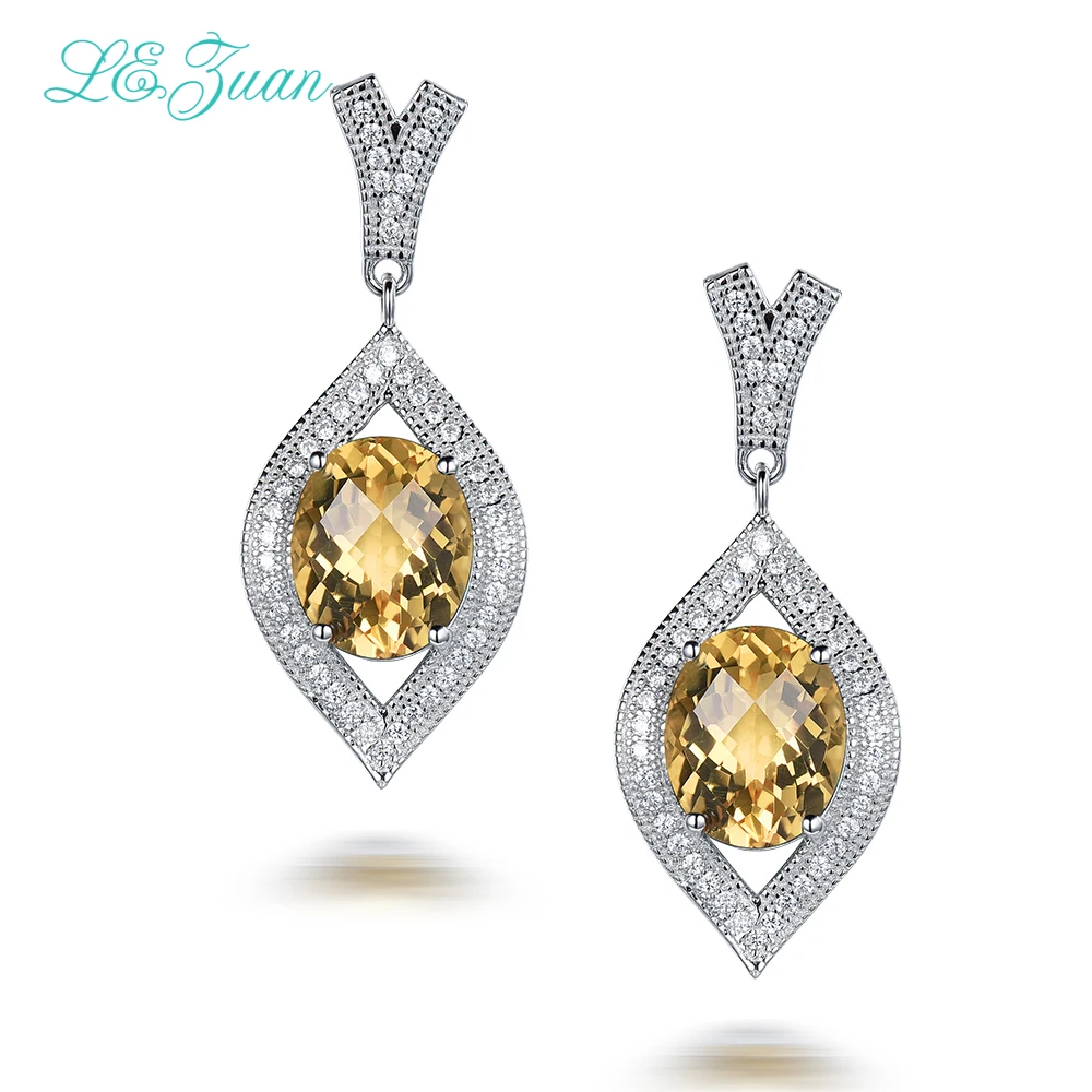 L& zuan 4.71ct натуральные драгоценные камни цитриновые серьги для женщин 925 стерлингового серебра модные свисающие серьги ювелирные украшения Bijoux E0063-W05