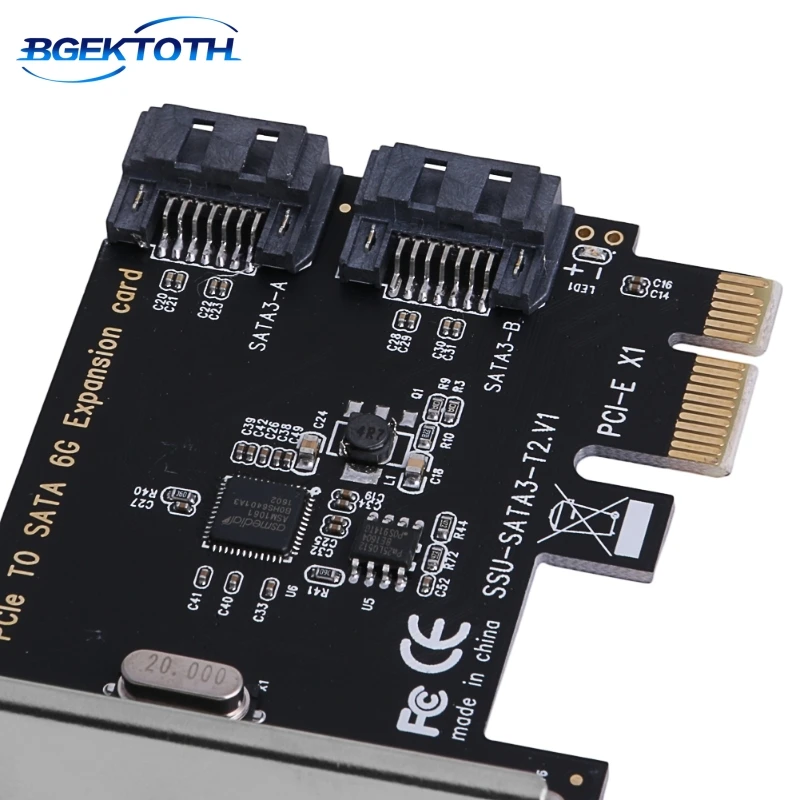 Новый PCIe PCI Express 6G SATA3.0 2 порта SATA III расширительный контроллер адаптер карты Feb6|pcie