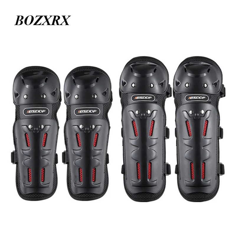 BOZXRX 4pcs Motocross Knee Protector Brace Protection Elbow Pad Kneepad