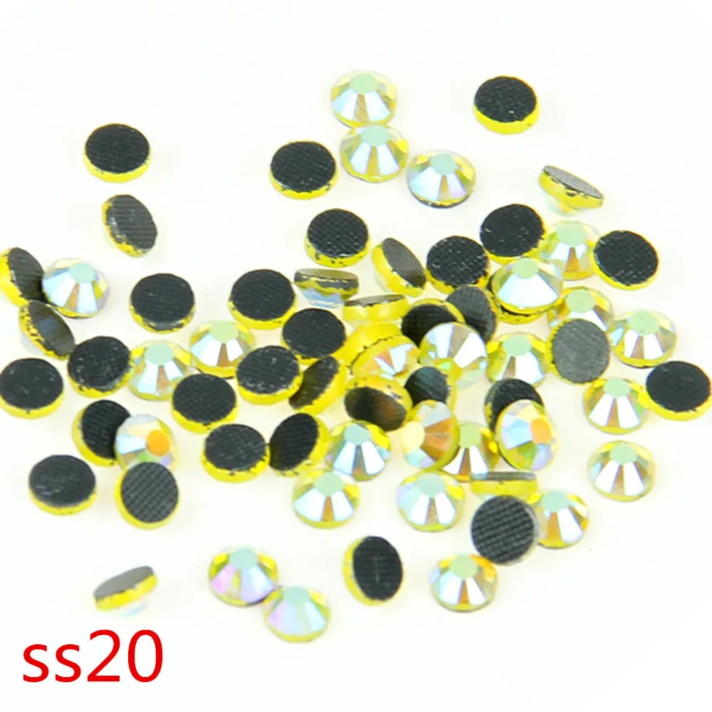 

100 Gross Hot Fix Stones SS20 AB Citrine Hotfix Flatback Stone Crystal Loose Strass Iron Stones For Home & Garden Motif Design