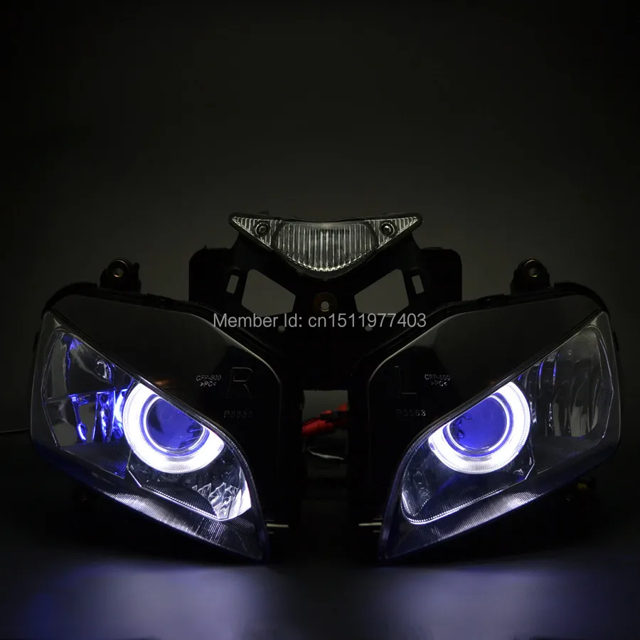 Собранный проектор HID Модифицированная фара с белыми ангельскими и синими