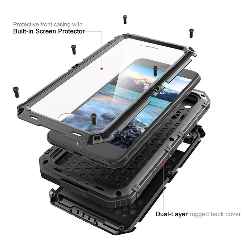 Metal Aluminum waterproof case for iphone 7plus (6)