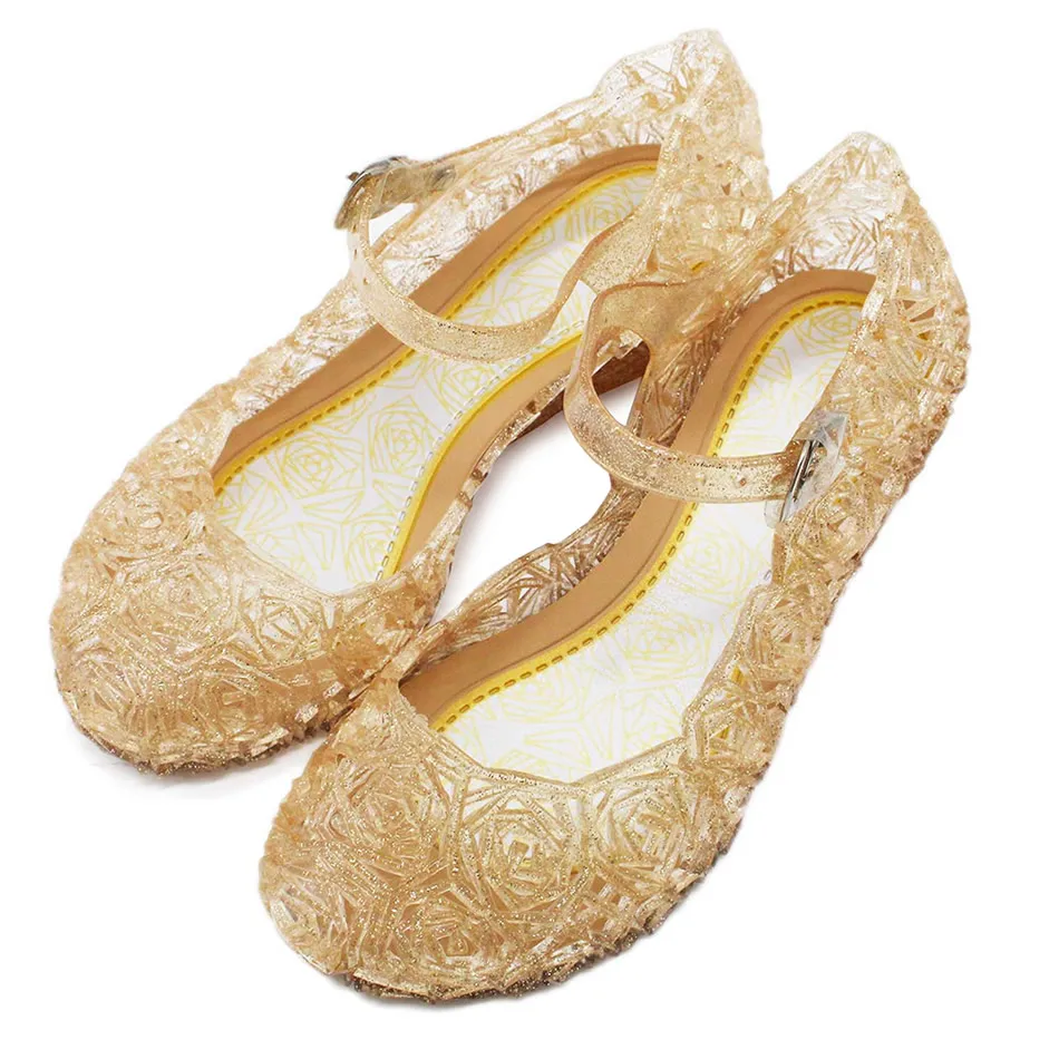 Kids Baby Girls Summer Crystal Sandals PVC Transparent Jelly Princess Shoes
