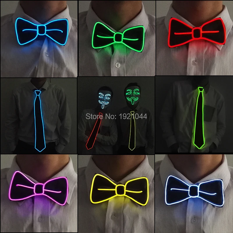 10 видов цветов в наличии мигающий светящийся EL wire Bowties Новинка Cravat для