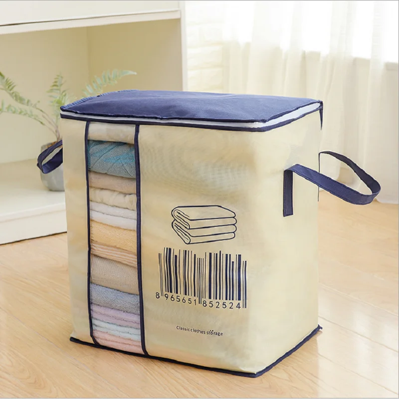 

2018 new Non-woven Portable Clothes Storage Bag Organizer 45.5*51*29cm Folding Closet Organizer For Pillow Quilt Blanket Bedding