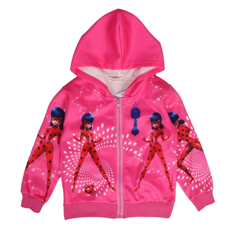 

New cartoon girl coat zipper shirt new ladybug children's coat cardigan girls children's clothing autumn rib coat