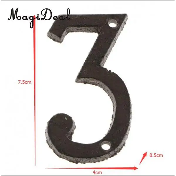 2pcs Cast Wrought Iron Black Antique House Door Number Signs Digits Sticker Plate 1 3