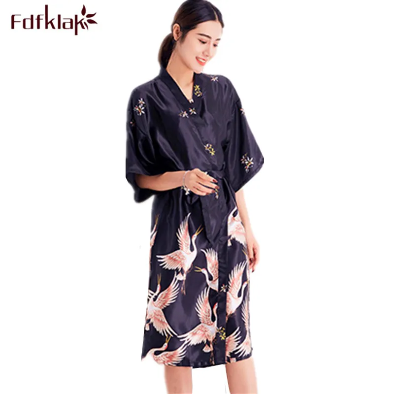 

Fdfklak Cute cartoon robes women silk satin dressing gowns for women spring summer bathrobe female sleepwear bath robe M-2XL