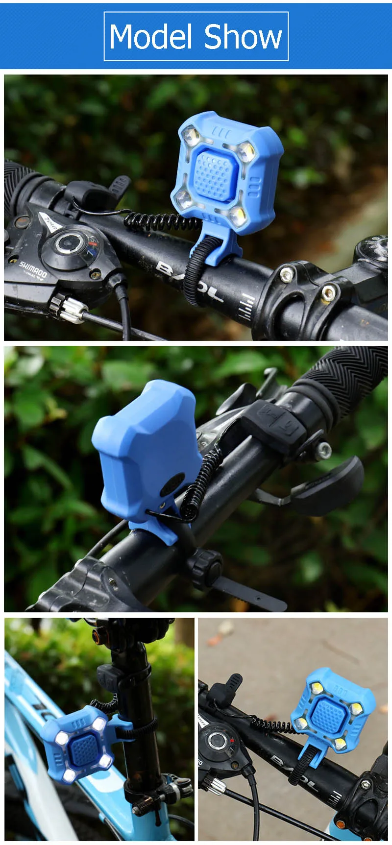 2 in 1 Bicycle Bell Bike Light USB Charging 120db MTB Road Bike Front Handlebar Electronic Horn Waterproof Cycling Lamp PA0117 (12)