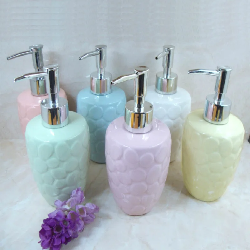 Empty Ceramic Bottle Bathroom Soap Dispenser Hand Washing Liquid