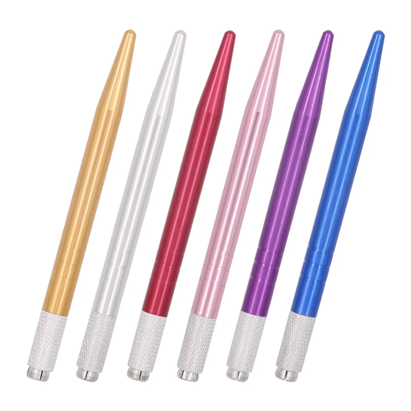 6pc Metal eyebrow permanent makeup pen light Manual tattoo machine for microblading needle blade Munsu Tebori Pen | Красота и