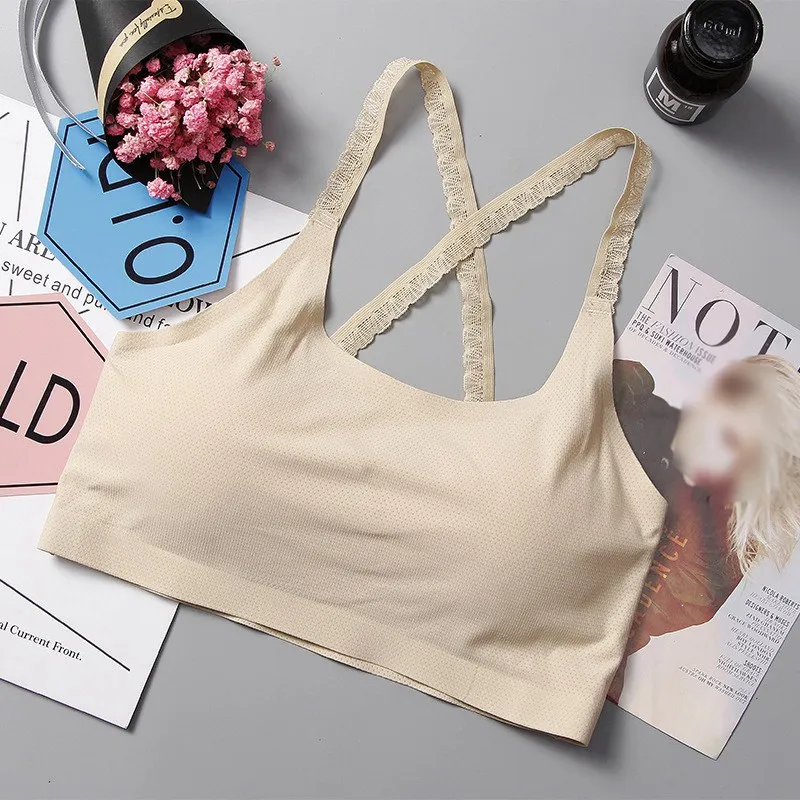 

Women Lace Strap Tank Tops Women Cross Strap Bralette Female Bra Tops Underwear