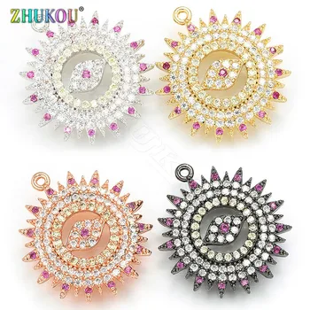 

ZHUKOU 21x23mm Korean style Round bomb pendant Brass Cubic Zirconia Crystal Charms for Necklace Jewelry Accessories model:VD411