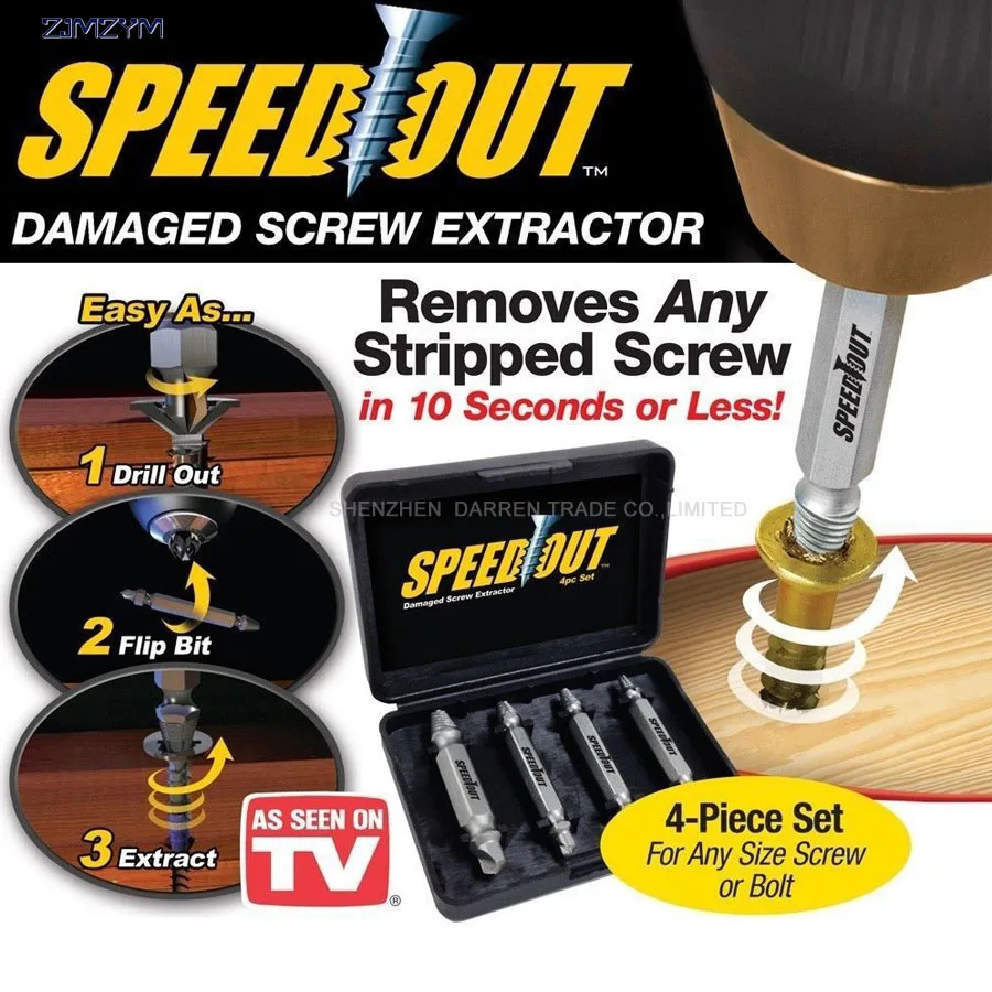  4pc/set Speed Out Core Drill bit Damaged Screw Extractor Remover Drill For Removing Any stripped sc