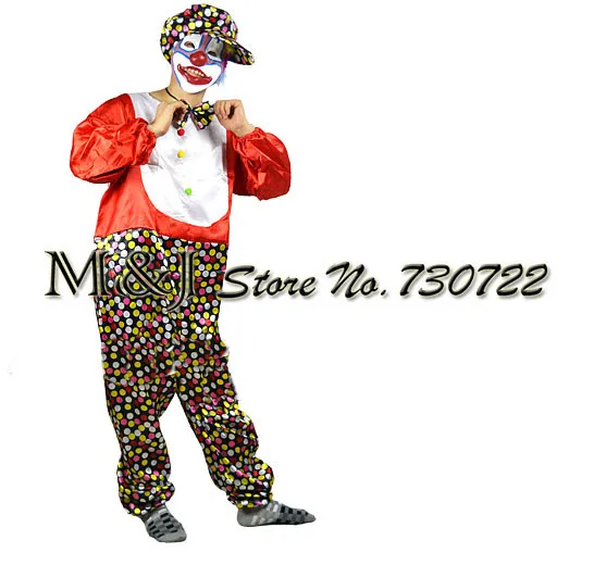 Специальный костюм клоуна для взрослых на Хэллоуин и галстук, клоунская шляпа, играющая мужчины и женщины