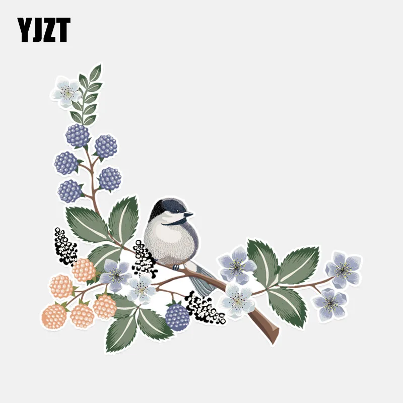 

YJZT 12.6*10.7CMMysterious Colored Flowers Birds Personalized Decor Car Sticker PVC High Quality 11A0248