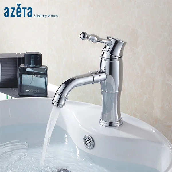 Azeta Бесплатная доставка смесители для ванной комнаты хромированный латунный Смеситель для раковины 360 градусов Поворот умывальника кран