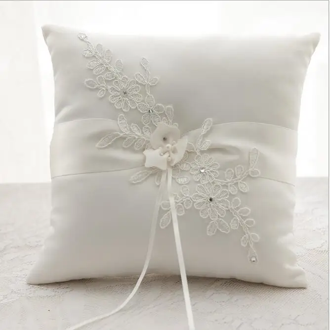 Luxury Wedding Decoration Lace Rustic Flower Ring Pillow Cushion Luxury Wedding Decoration Lace Rustic Flower Ring Pillow Cushion Silk Ribbon Bridal Holder Bride Products In Party Favors From Home