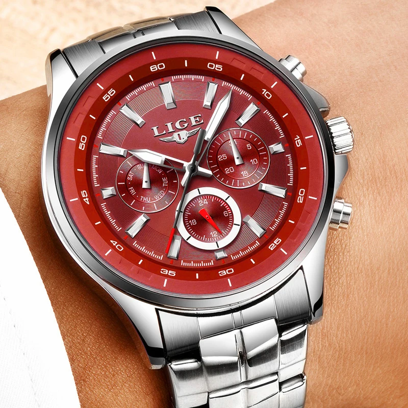 Часы Relojes LIGE мужские модные армейские кварцевые водонепроницаемые|Кварцевые