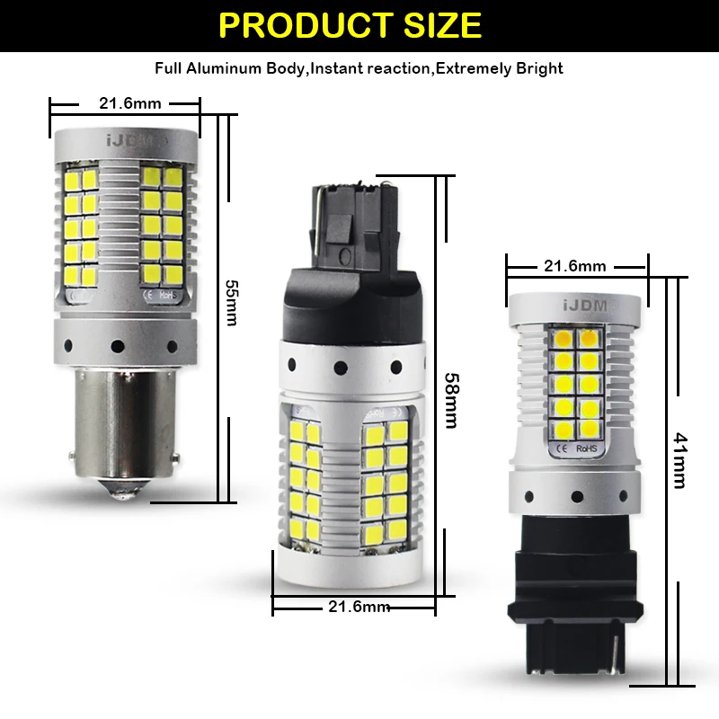 IJDM 1156 светодиодный Canbus Error Free 3156 7440 светодиодный фонарь для указателей поворота, стоп-сигнала, заднего хода белый красный желтый 12 В