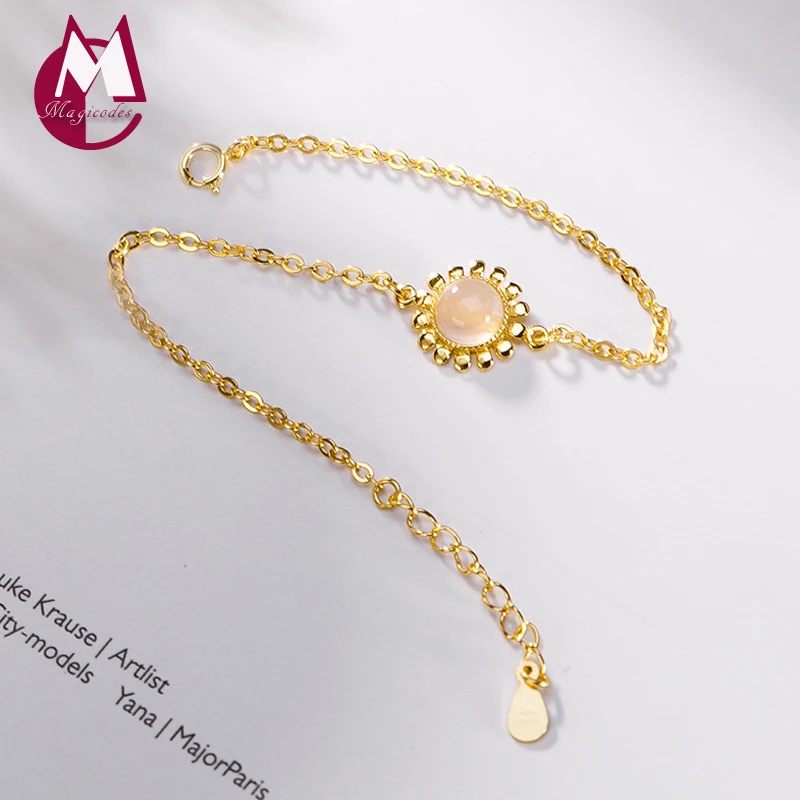 

2019 Friendship Mosaic Natural powder crystal Bracelet Bangle 100% 925 Sterling Silver Women bead Bracelet LOVE Gift Jewelry R06