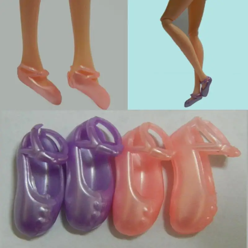 100 пар/лот розового и фиолетового цветов Цвет Куклы Балетные костюмы Обувь носком Обувь для куклы Барби accessorises подарки для детей подарок