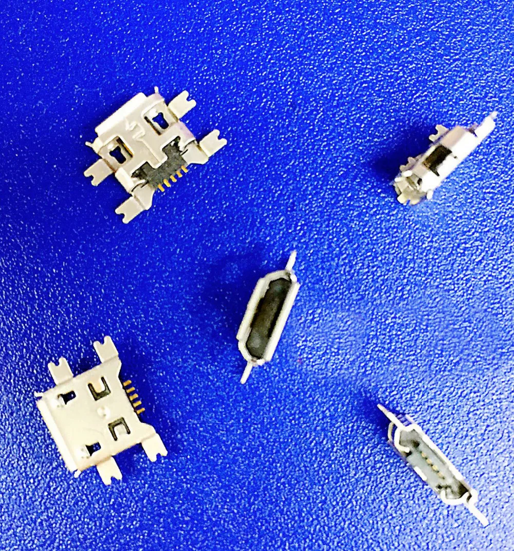 500pcs Micro USB 5Pins Ports Connector 4 SMD Foot with Holes 1.27MMin