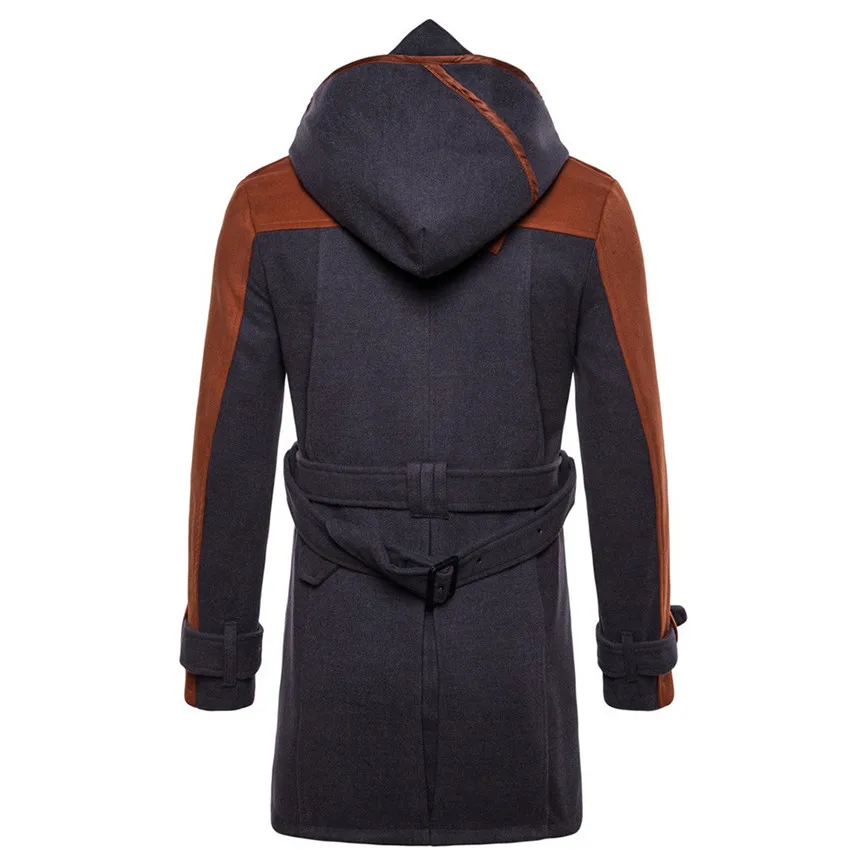 Новинка, повседневные мужские куртки, мужская осенне-зимняя куртка с карманами и капюшоном, длинные пальто на пуговицах, большие размеры, мужские пальто