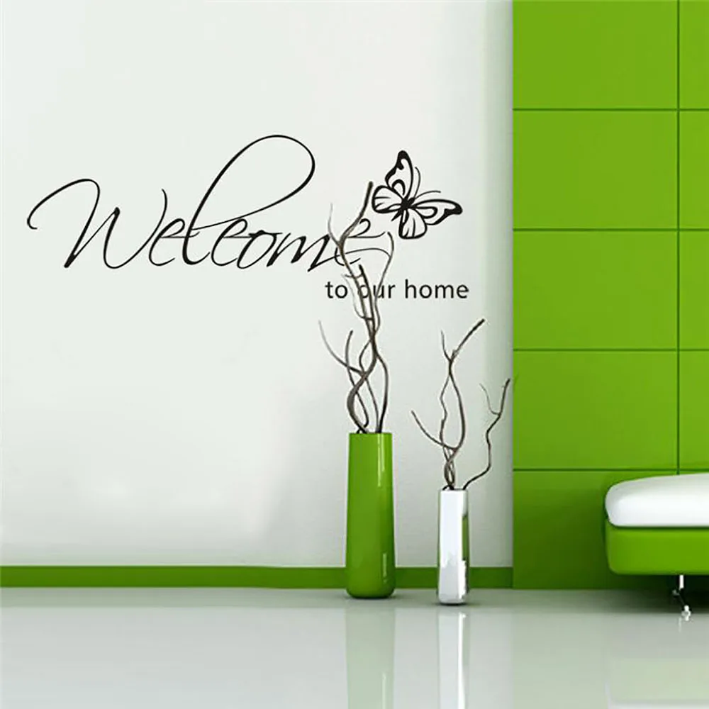 New Removable Welcome To Our Home Quote Butterfly Wall Decal Sticker Home Decor