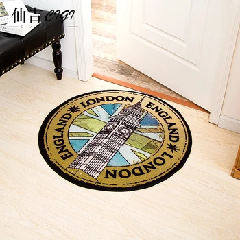 

CIGI Vintage British style Round Carpet Hallway Bedroom Living Room Study Floor Carpet Anti Skid Foot Cushion Creative Big Mat