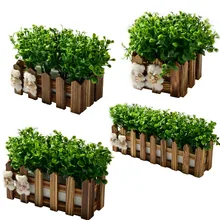 Мятная трава+ забор завод искусственных цветов Имитация набор горшков для цветов украшение для свадебной вечеринки Декор для дома
