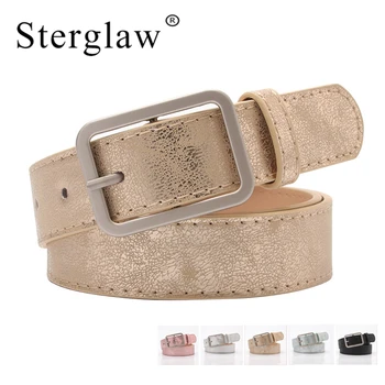 

105x2.8cm New ladies gold shiny black wide waist belt for women jeans fashion silver pin buckle belt Female cinturon mujer A101