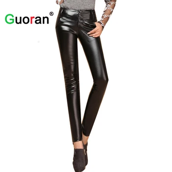

Stretch women leather pants slim leather pencil pants plus size 5xl women winter trousers ladies warm velvet leggings 2018