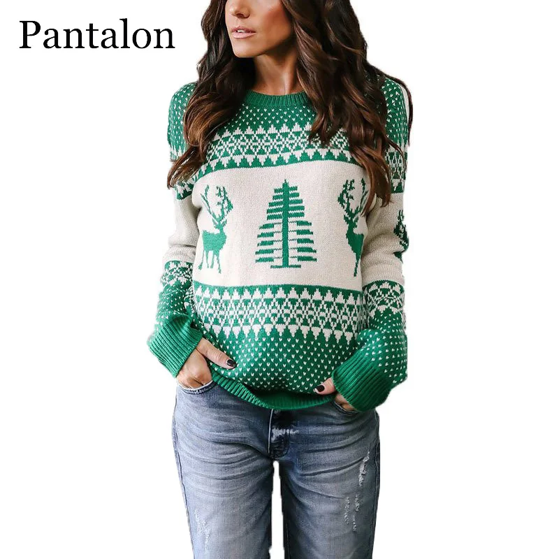 Pantalon 2018 Уродливый Рождественский свитер отпуск Санта эльф пуловер забавные Wo для