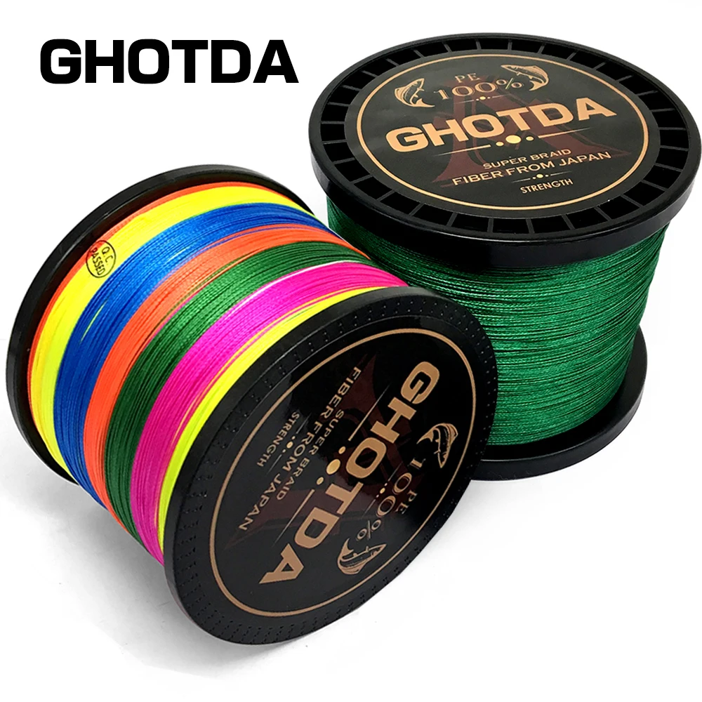 GHOTDA 1000 м 8 нитей 4 нити 10-80LB Новый ЧП Плетеный Рыбалка провода Multifilament Super Strong лески Япония разноцветный