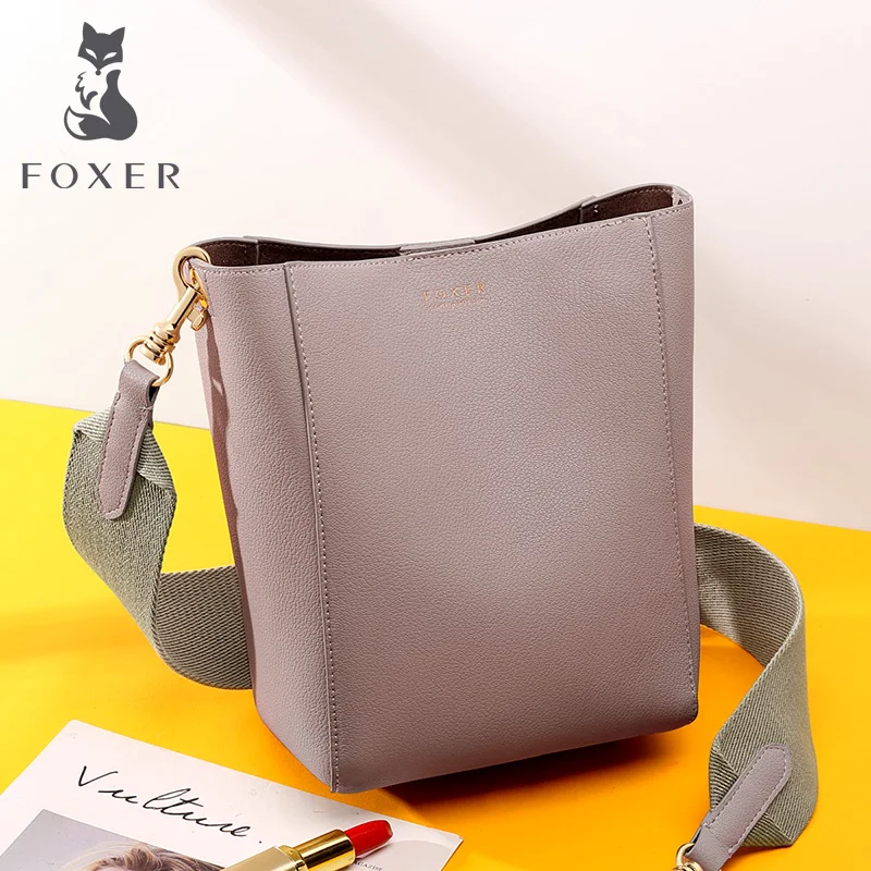 

FOXER 2019 Female Multi-function Fashion Skin Messenger Bags Women Leather Bucket bag Large Capacity Casual Big Crossbody Bags