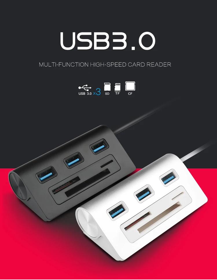 Rocketek multi usb 3,0 концентратор 3 порты и разъёмы алюминий адаптер splitter SD/TF CF Card Reader для MacBook Ноутбук интимные аксессуары