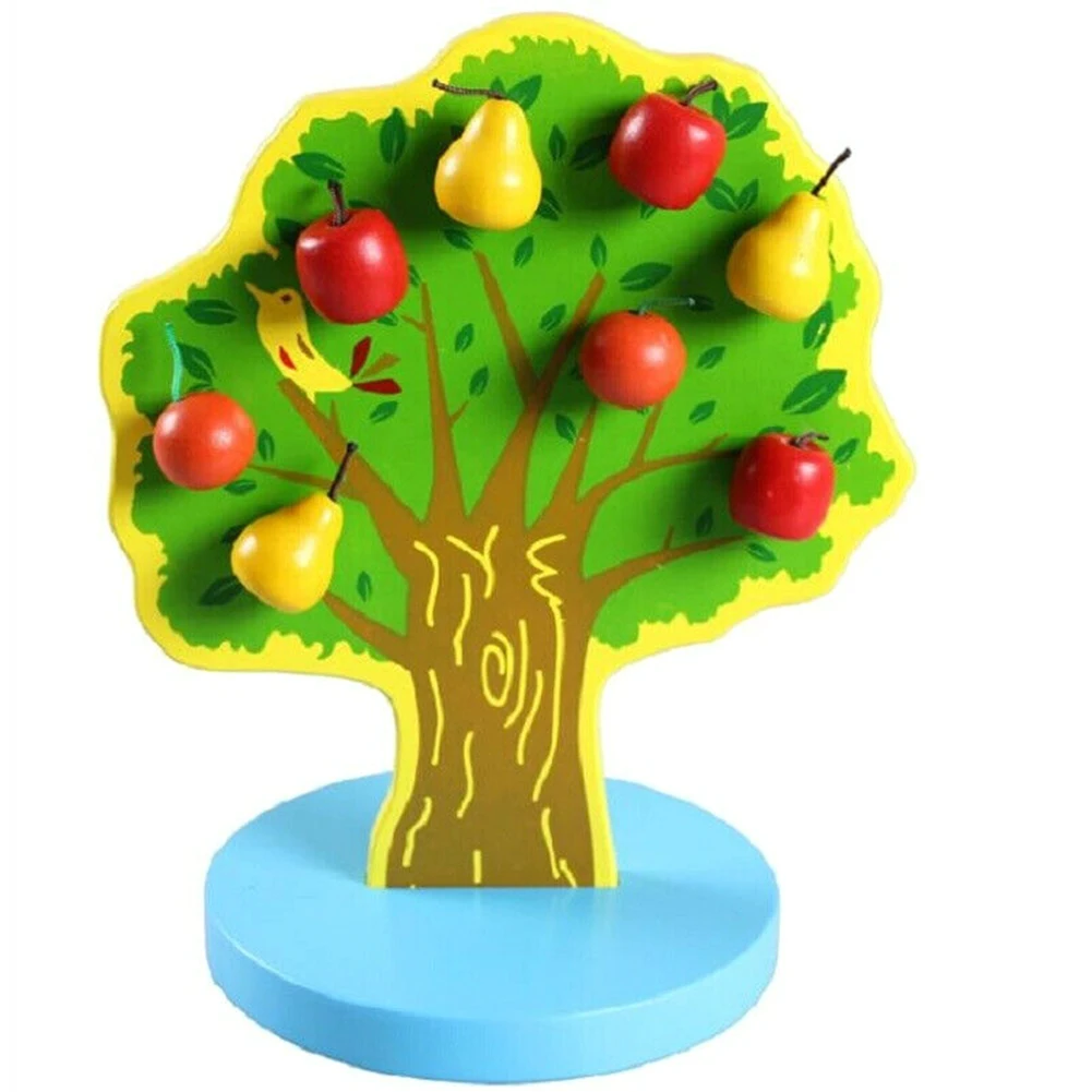 Новые деревянные магнитные яблока фруктовое Дерево DIY строительные блоки Комплект Дети Монтессори обучающая игрушка для детей подарок на