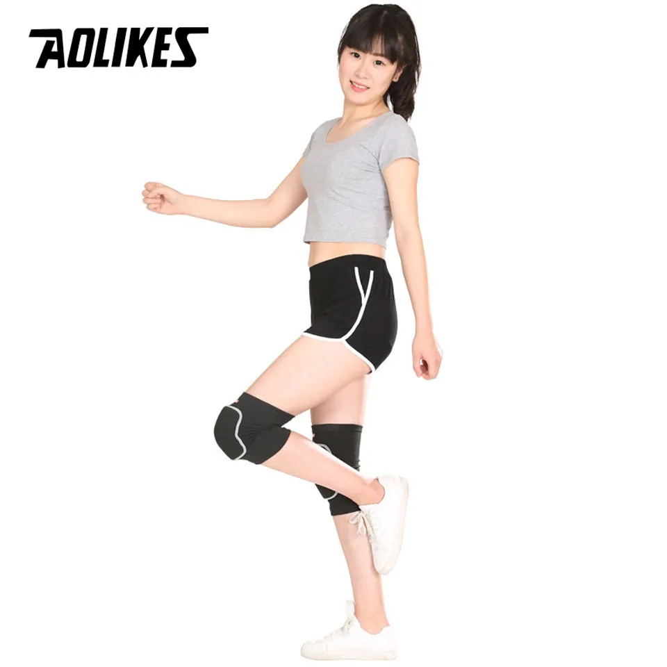 Aolikes 1 زوج منصات الركبة الرقص كرة الطائرة تزلج نيباد الرياضية الركبة دعم الركبة هدفين حامي الرياضة السلامة