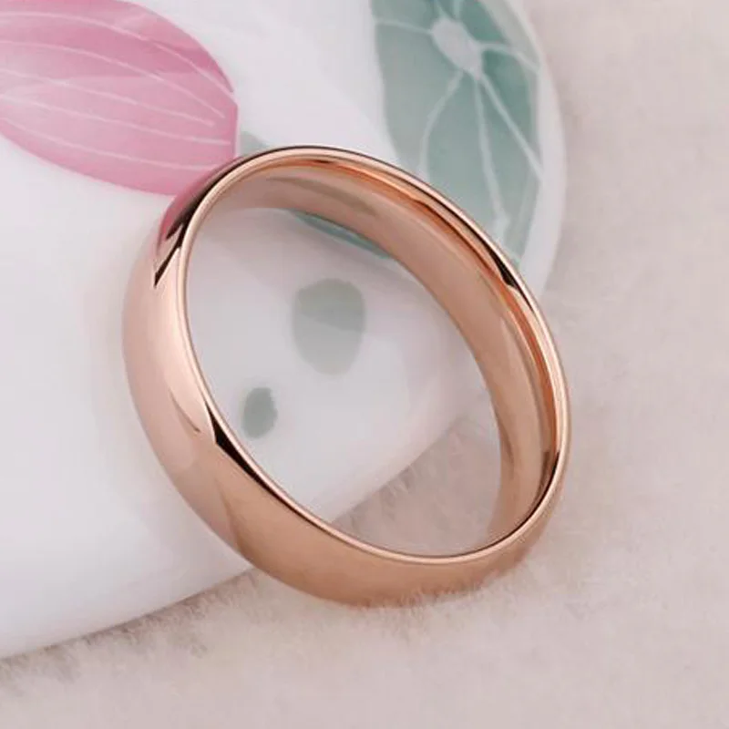 Набор колец из розового золота для влюбленных, 6 мм, вольфрамовое кольцо для пар, для мужчин, 4 мм, для женщин, таможенное гравирование имени, свободный размер от 6 до 14