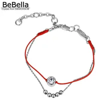 BeBella 2 слоя тонкий красный шнур веревочная нить линия браслет с кристаллами от Swarovski модные украшения для женщин девушек