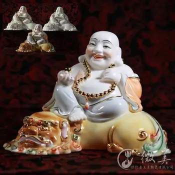 

Dehua ceramic 4 inch car sitting Shishan Maitreya Buddha Buddha Maitreya ceramic products Jushi car decoration car