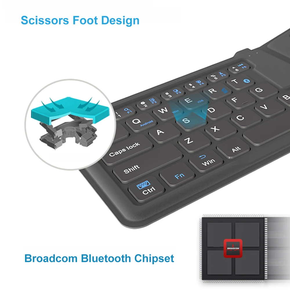 [AVATTO] B05 Portable Mini Folding Keyboard, Traval Bluetooth Foldable Wireless Keypad for iphone,android phone,Tablet,ipad,PC 