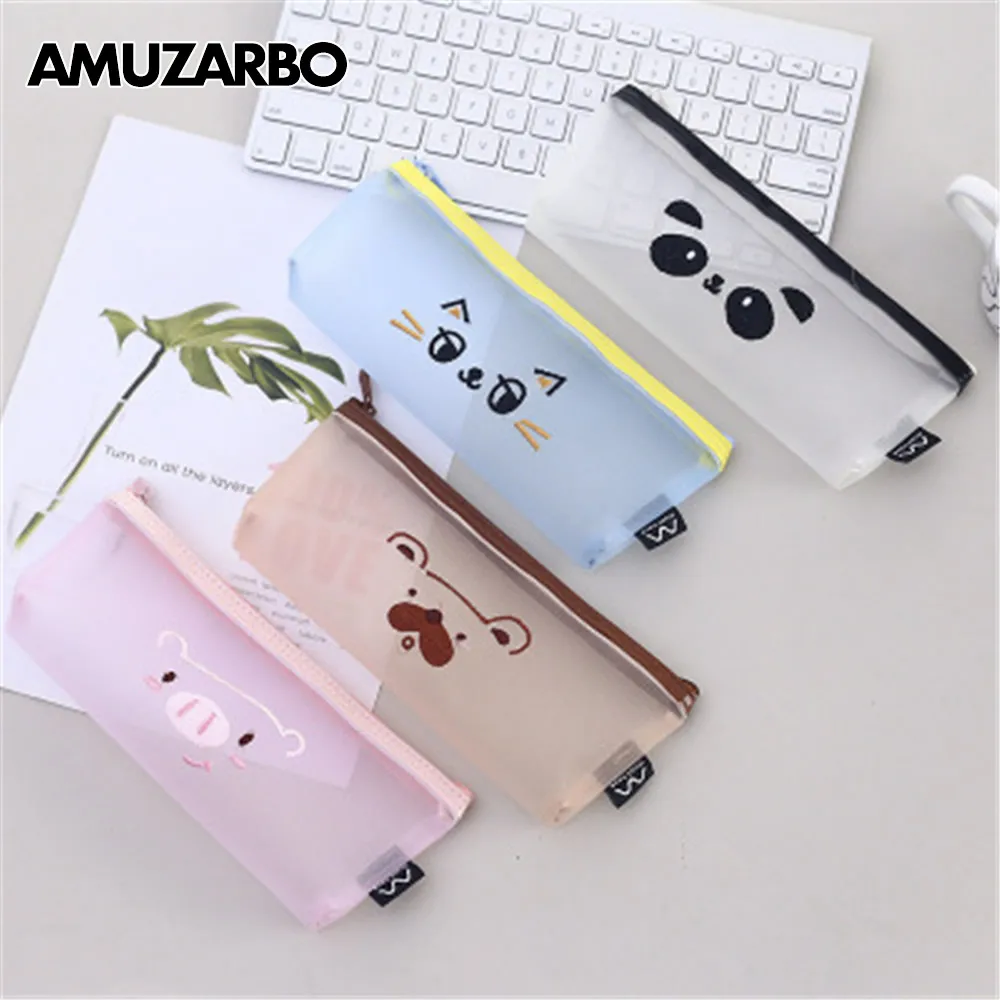 

1 Pcs Kawaii Pencil Case Lovely gaze Transparent students Pencil Box Pencilcase Pencil Bag School Supplies Stationery Gift