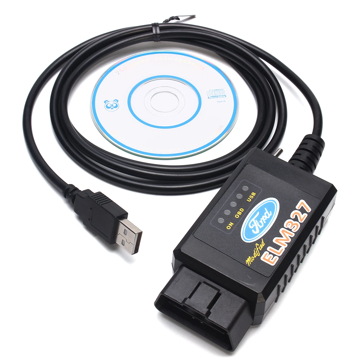 1 шт. черный USB модифицированный ELM327 сканер инструмент и компакт дисков для Ford MS CAN