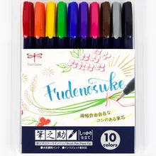10 шт./компл. Япония TOMBOW Fudenosuke кисть 10 маркер-хайлайтер жесткий маркер zig каллиграфия ручка школьные принадлежности кавайи