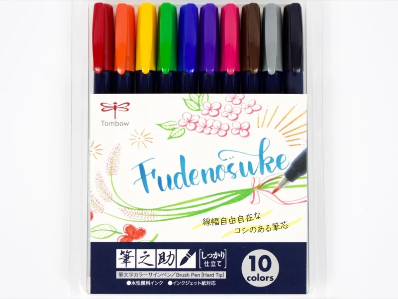 Cor da Caneta Japão Fudenosuke Tombow Pincel Caneta Marcador Duro Zig Caligrafia Material Escolar Kawaii 10 Pçs – Set