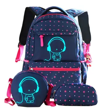 

3pcs/set USB Charge Luminous Bag School Backpacks For Girls Children Backpack Schoolbag Set Travel Bag Printing School Bags